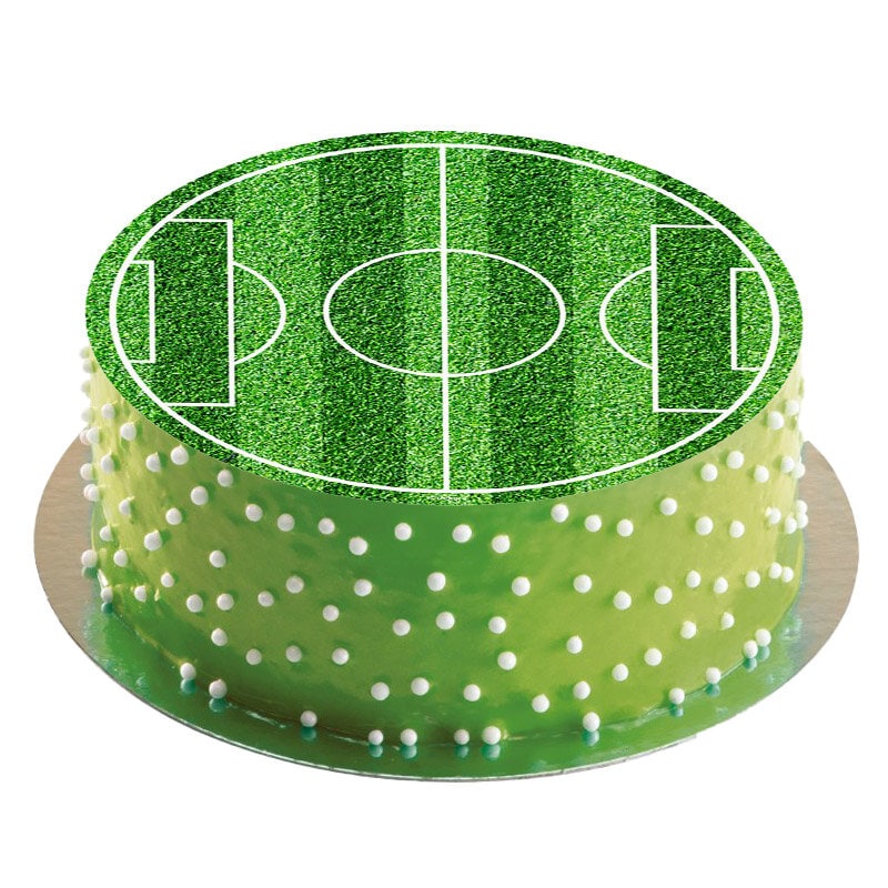 Taartprint Rond Voetbalveld - Fondant 20 cm