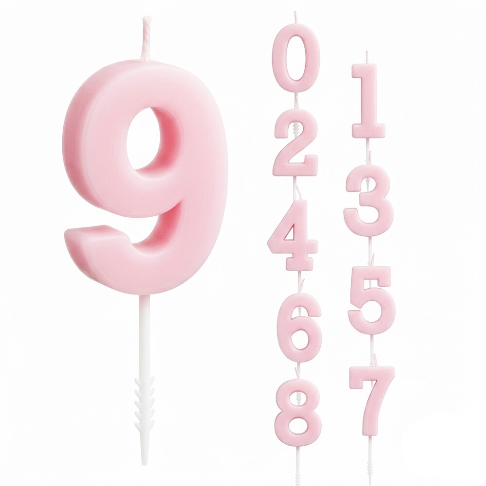 Pastelroze Cijferkaarsen 0-9